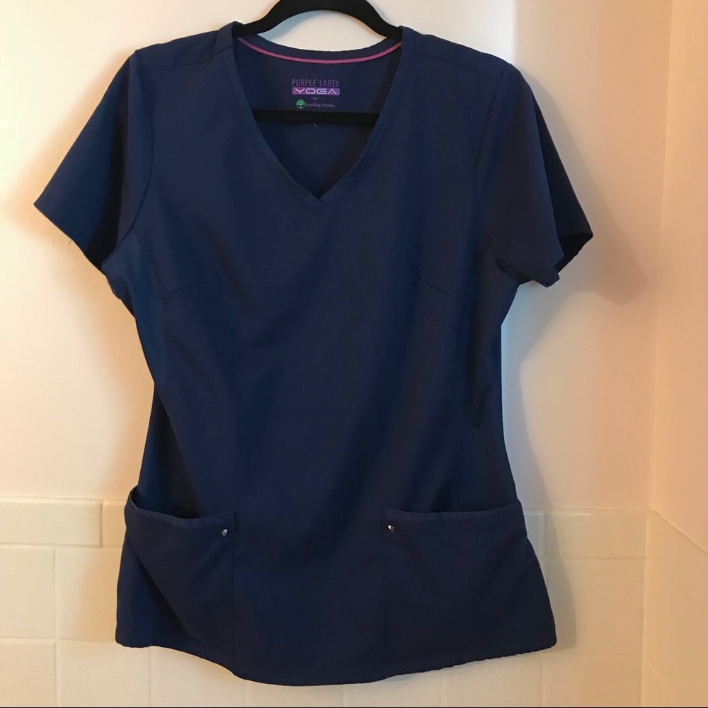 Navy blue scrub top size large
